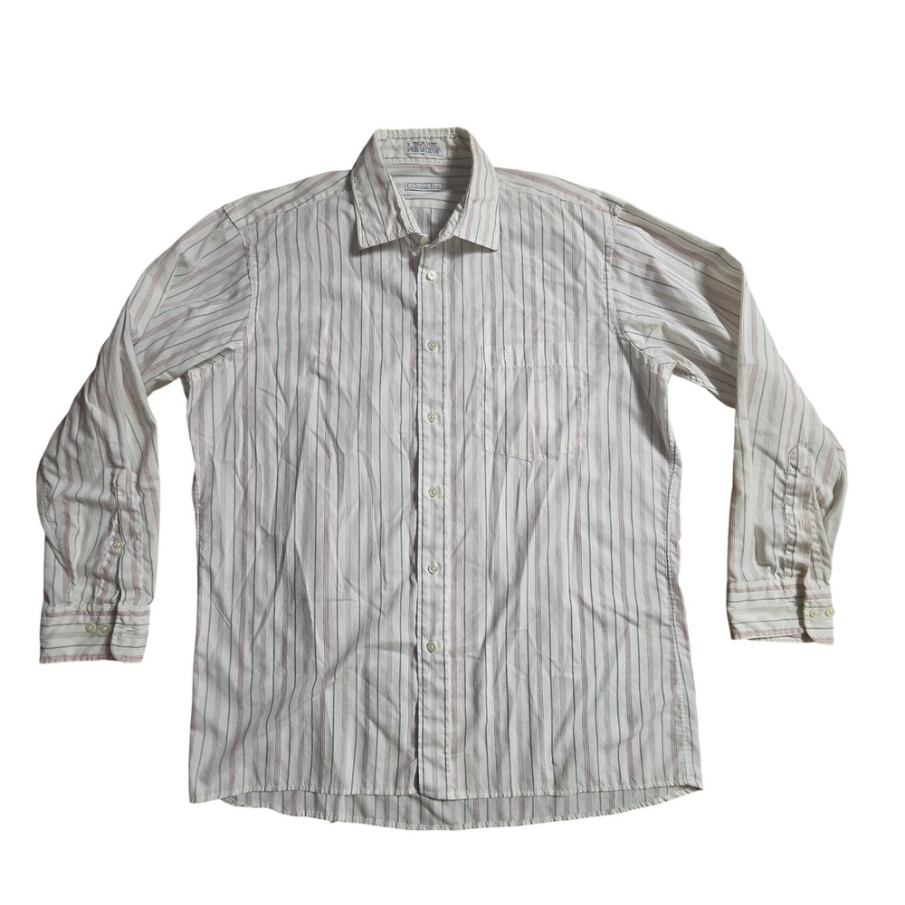 Vintage Christian Dior Monsieur Striped Button Up Shirt Mens 16.5 32-33 Luxury